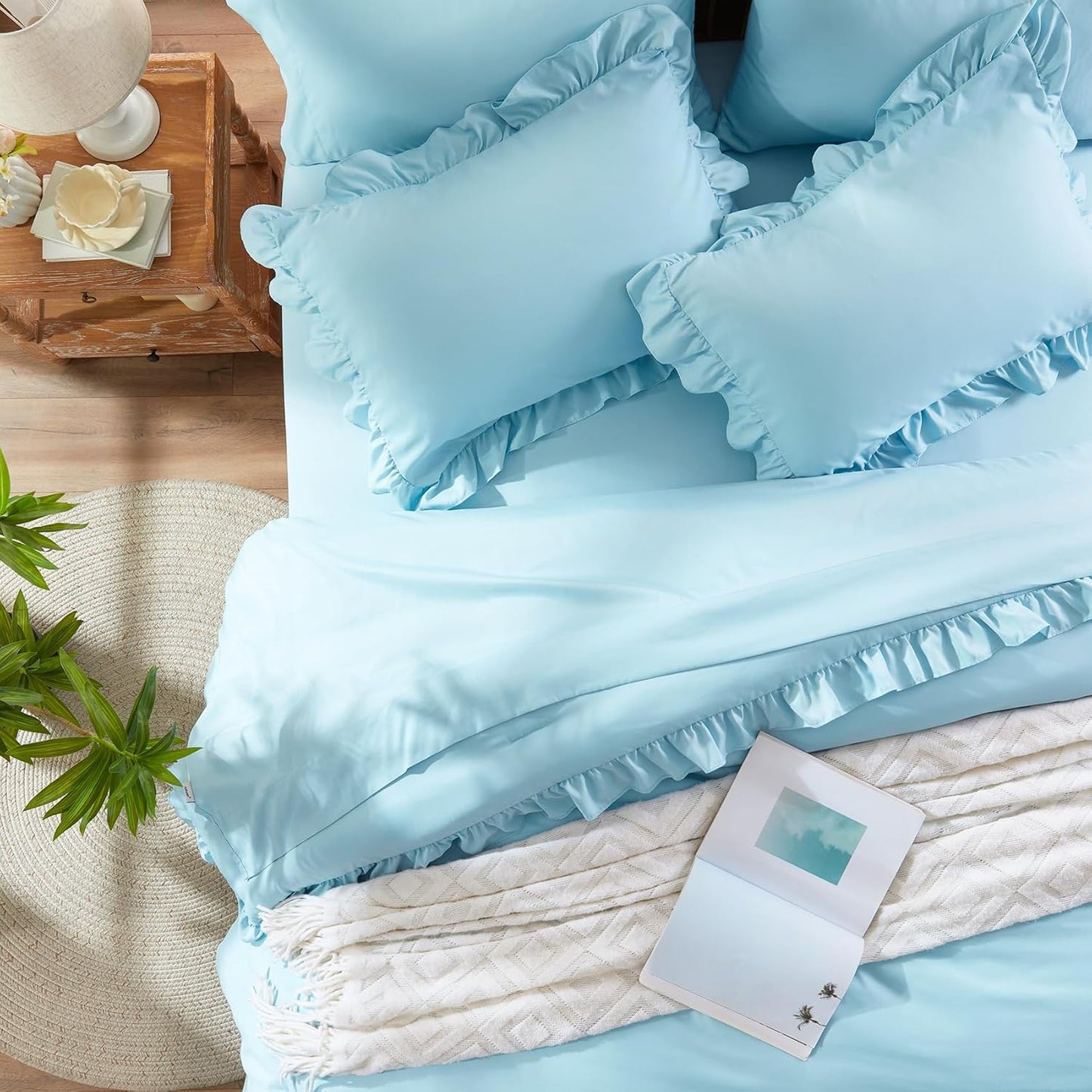 Anluoer Queen Comforter Set 7 Piece for Cozy All Season Use