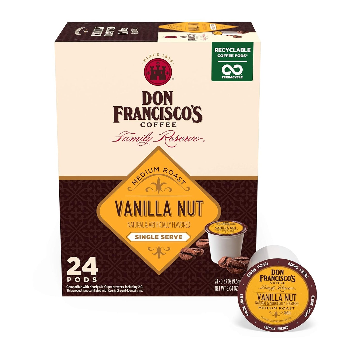 Don Francisco's Vanilla Nut Coffee Pods - Rich & Smooth Flavor