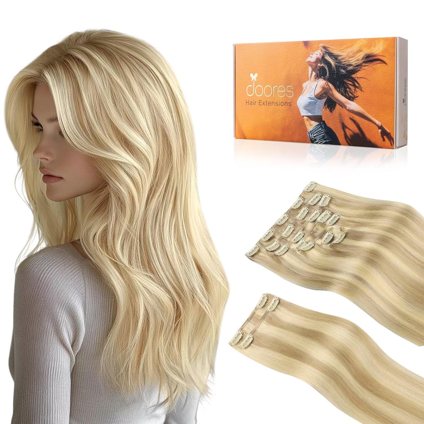 DOORES Hair Extensions Clip in Human Hair for Stunning Styles