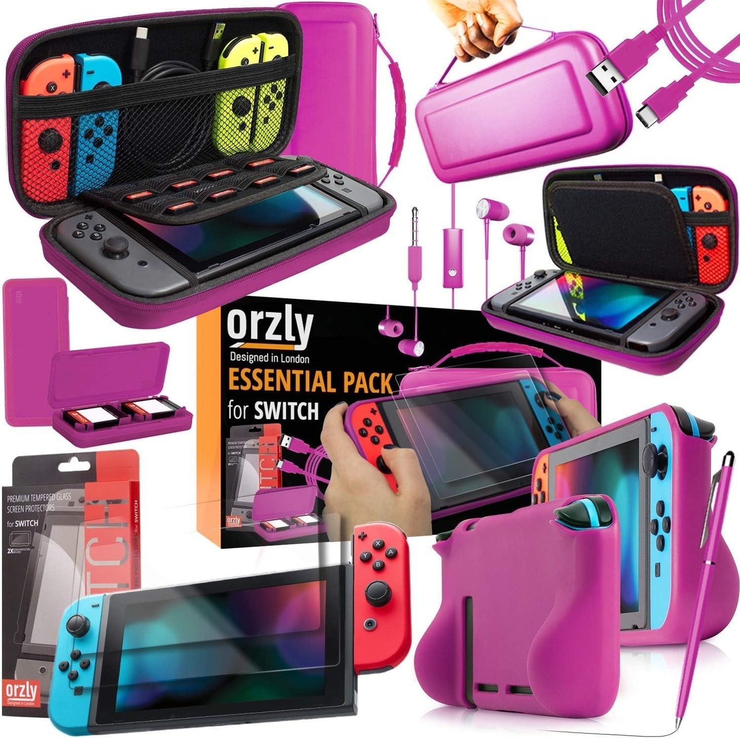 Orzly Switch Accessories Bundle for Nintendo Switch Console