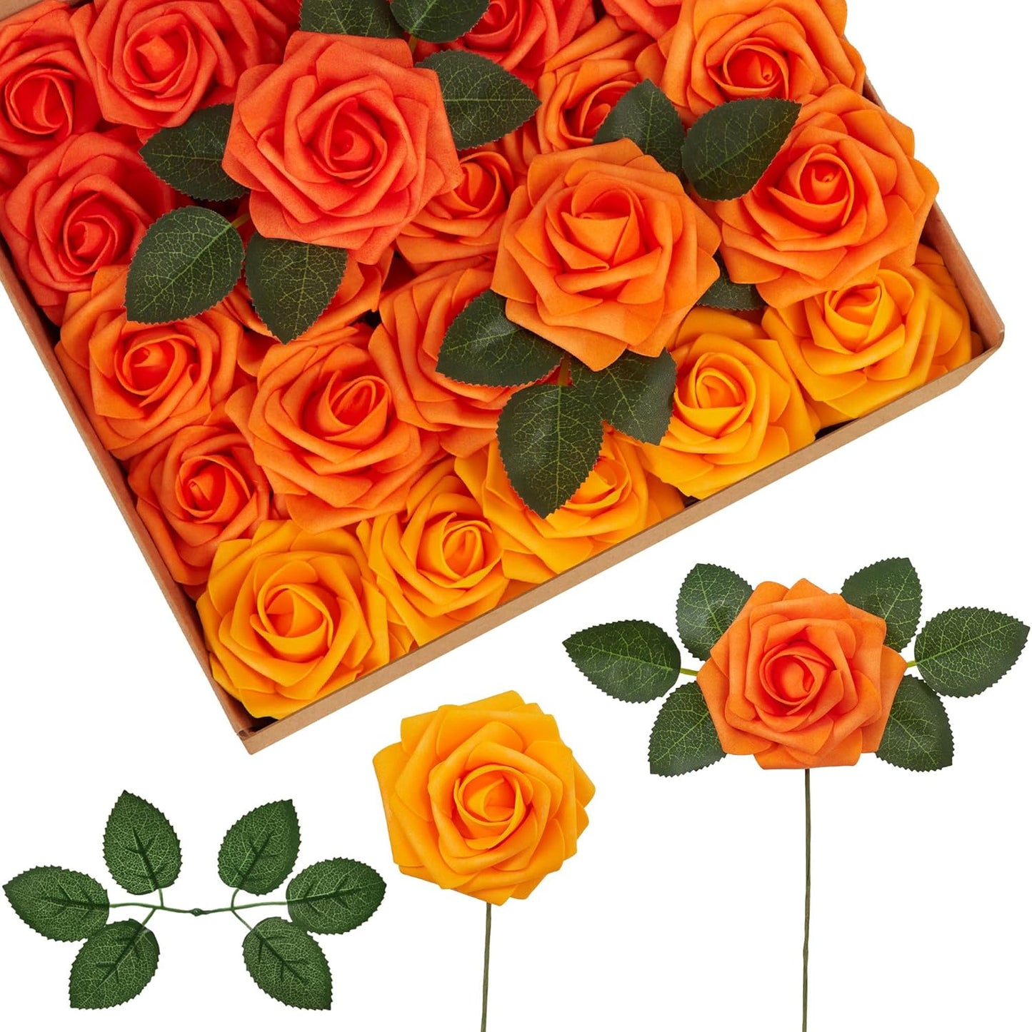 InnoGear Artificial Flowers: 100 Pcs Orange Foam Roses for Decor