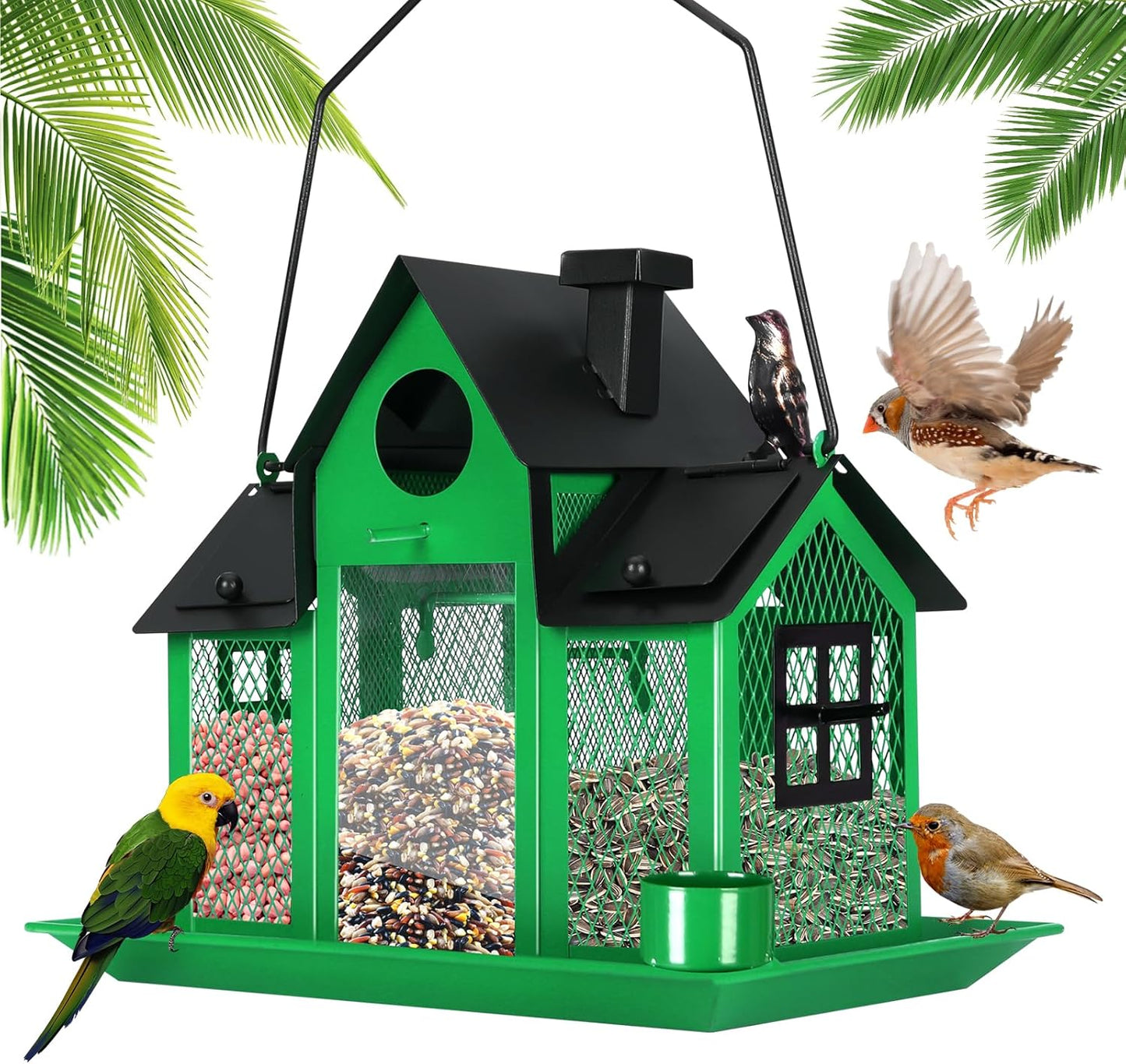 Solar Bird Feeders House for Outside with Large Capacity Design
