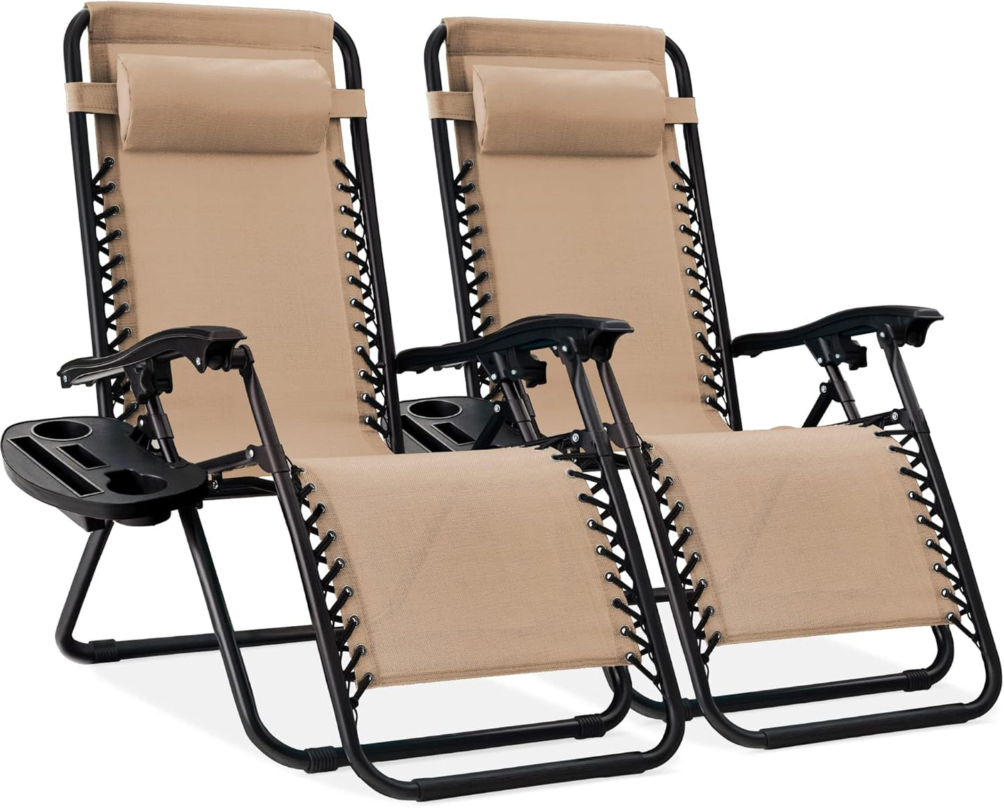 Adjustable Steel Mesh Zero Gravity Lounge Chairs with Pillows
