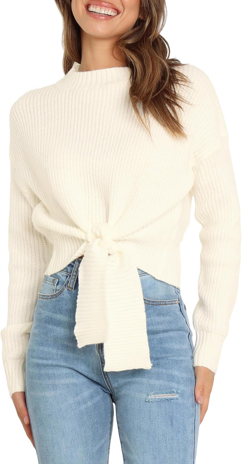 Okiwam Women's Long Sleeve Cropped Sweater for Fall Fashion