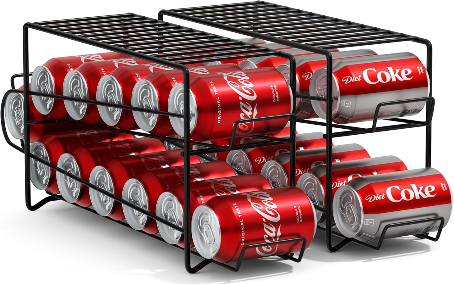 Soda Can Dispenser Rack for Refrigerator - 2-Pack Beverage Organizer