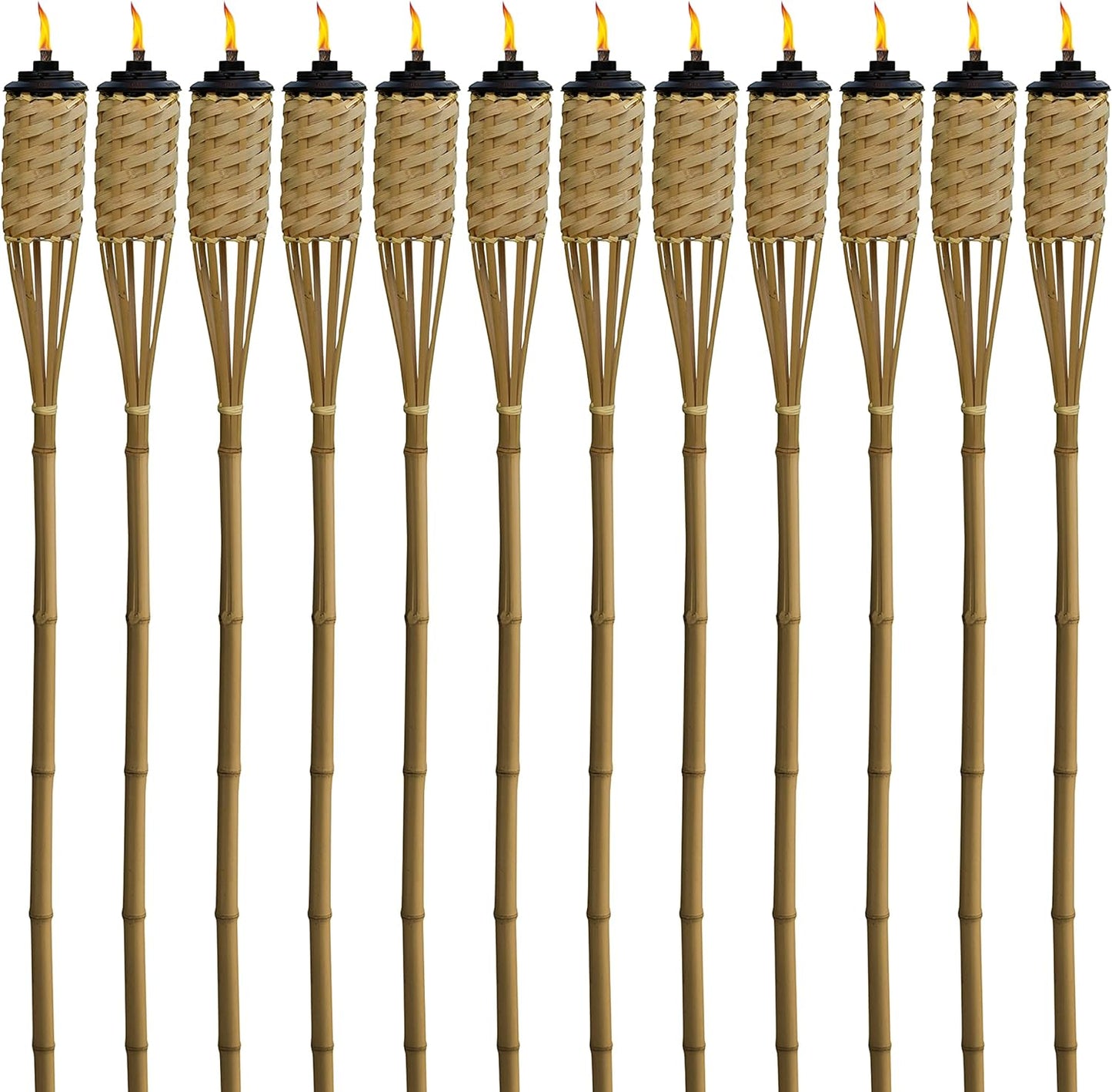 Bamboo Tiki Torches 12-Pack for Stylish Outdoor Decor