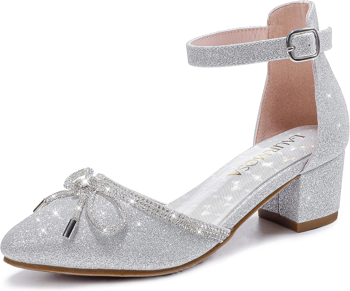 Girls Closed Toe High Heels with Bowknot for Dressy Occasions