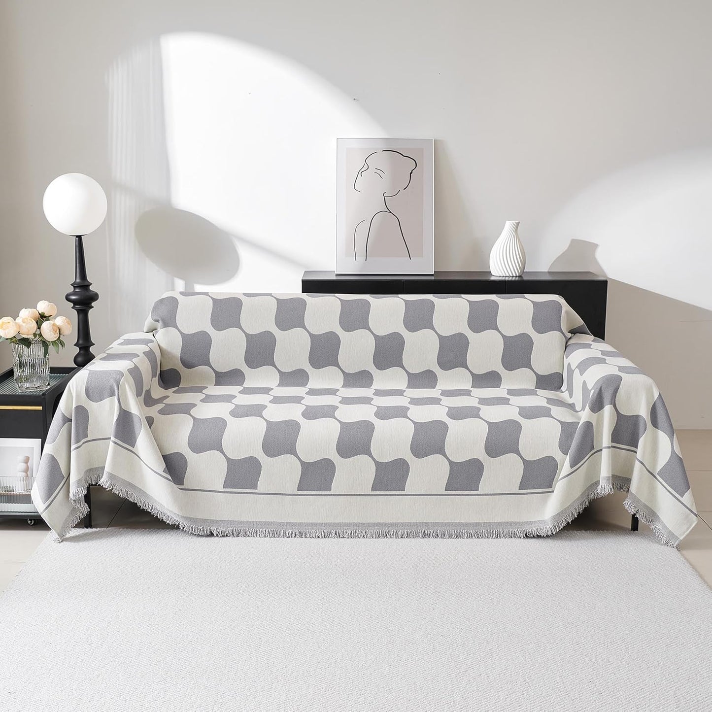MEETSKY Grey Couch Cover for Pets - Durable & Washable Sofa Protector