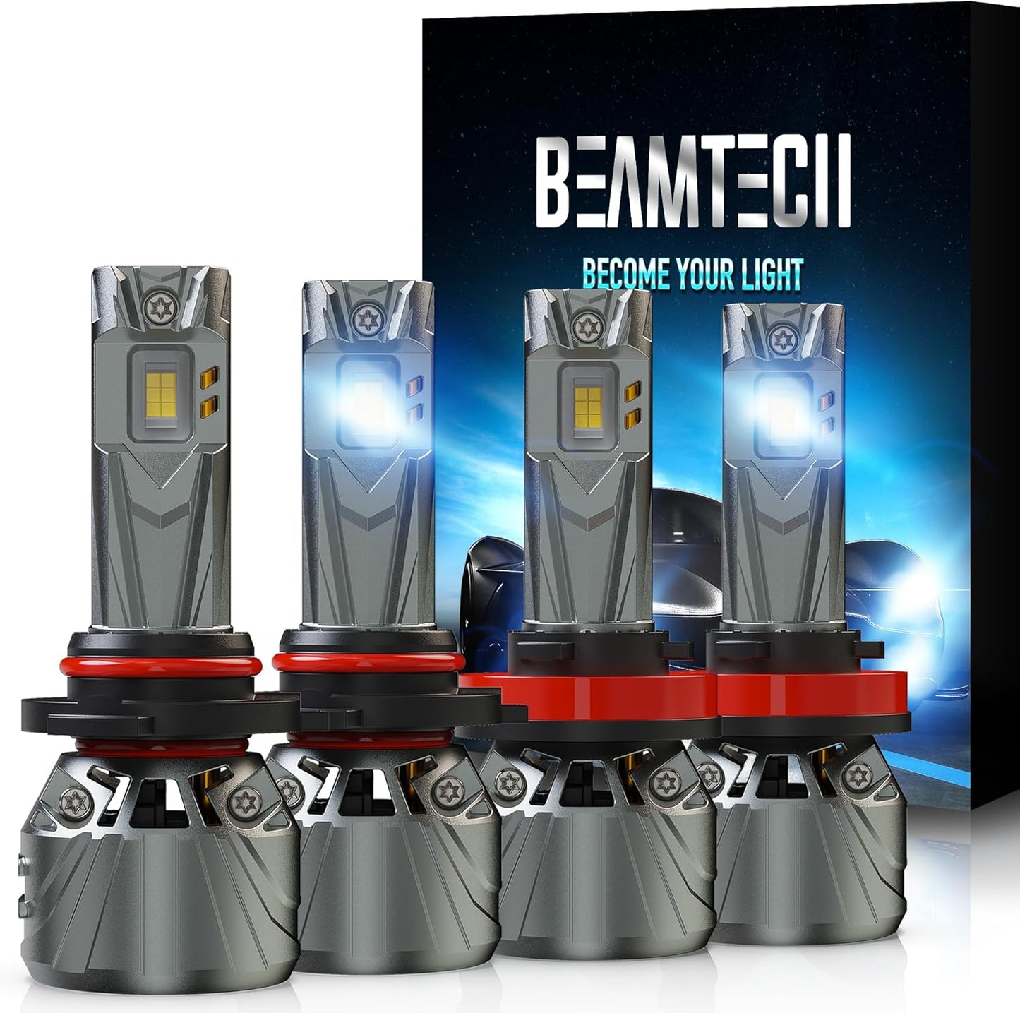 BEAMTECH H11 9005 Light Combo: 800% Brighter Bulbs Pack of 4