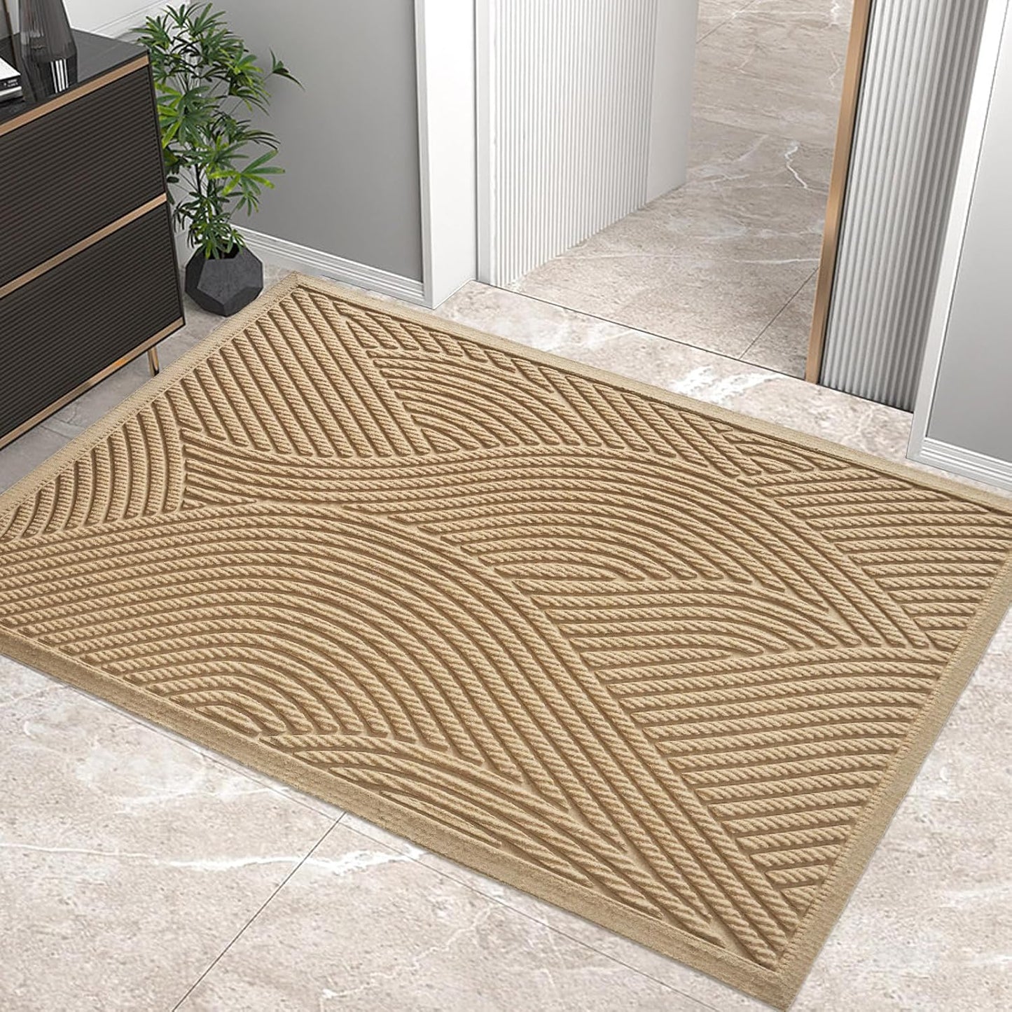Sturdy Front Door Mat for Indoor Outdoor Use, Low Profile Design