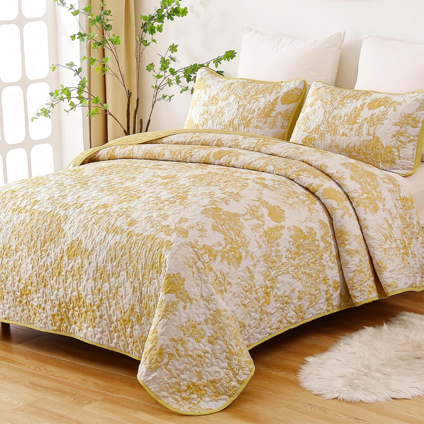 Botanical Quilt Set Queen Size by WONGS BEDDING - Soft & Stylish