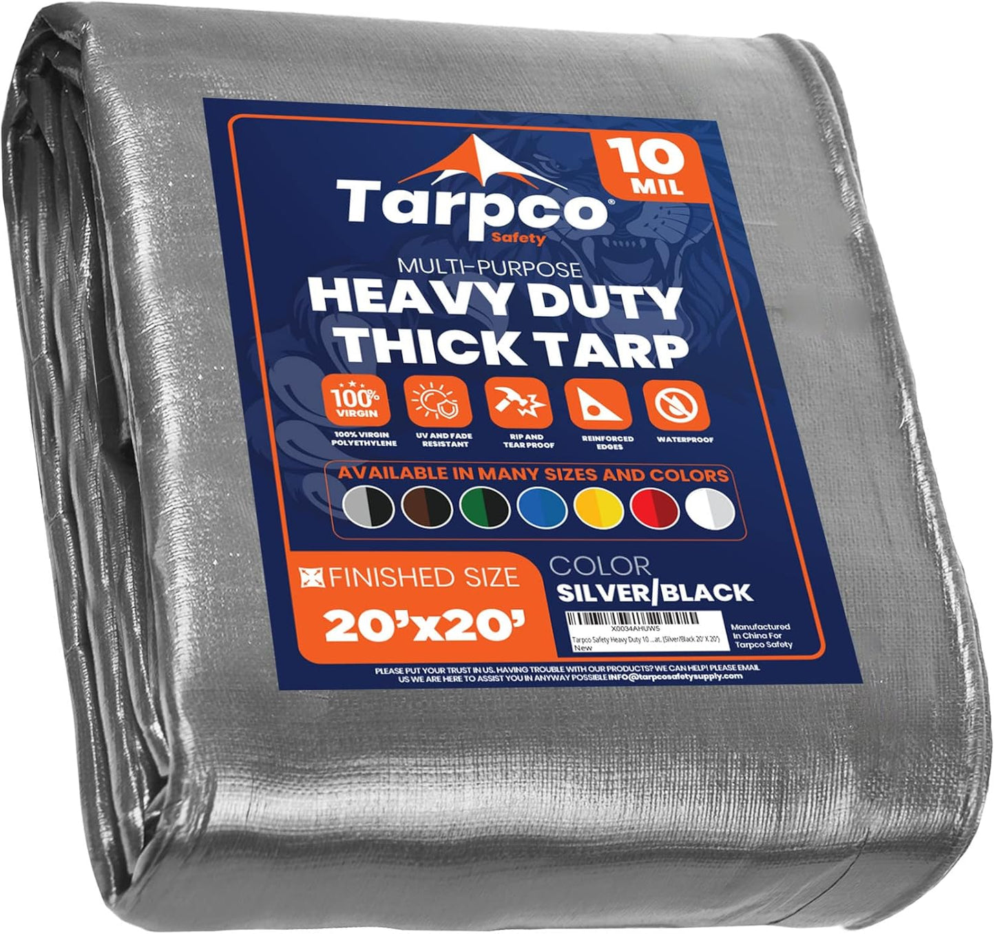 Tarpco Safety Heavy Duty 10 Mil Tarp Cover for All Needs