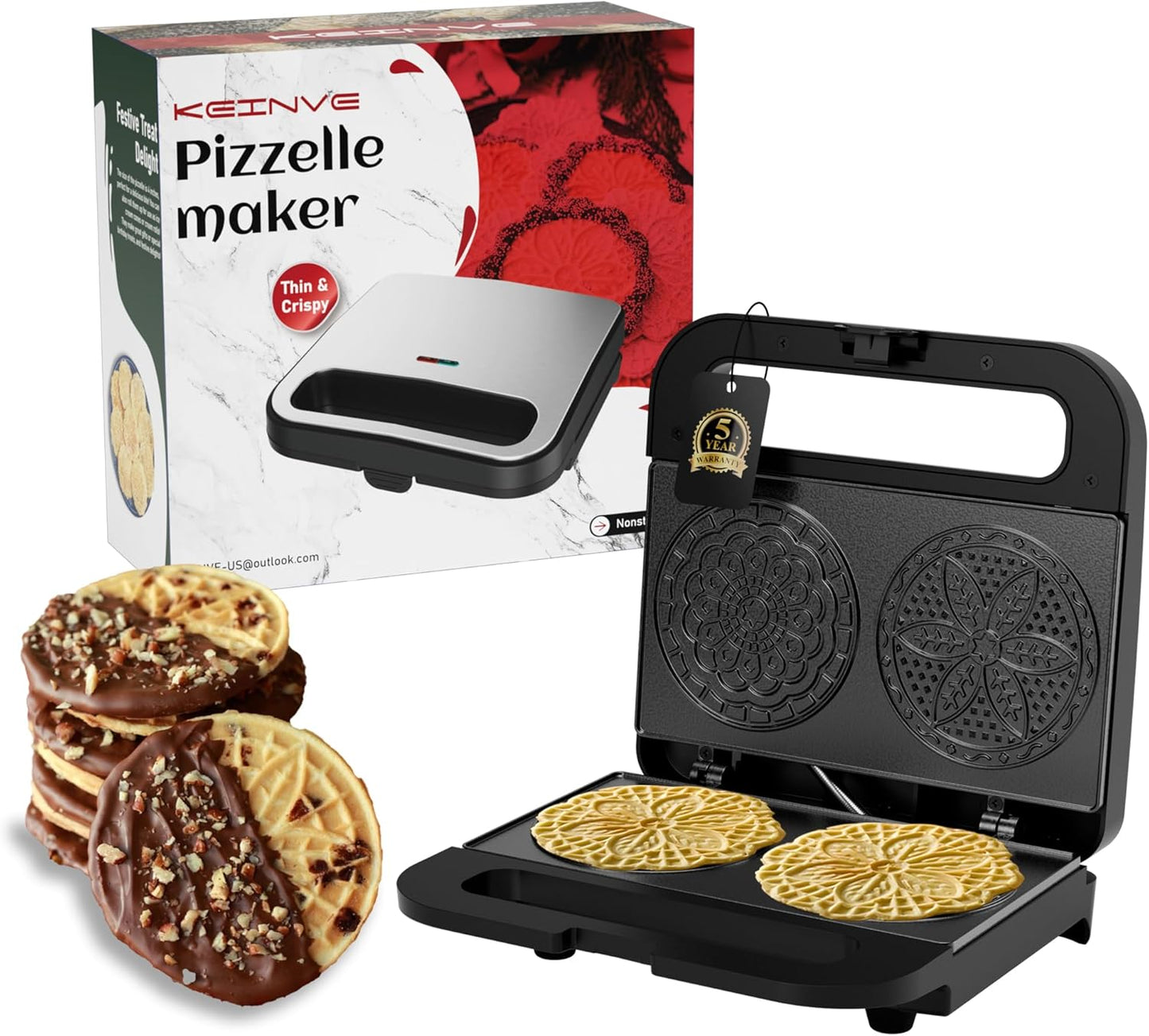 Mini Ceramic Coated Pizzelle Maker for Perfect Parties!