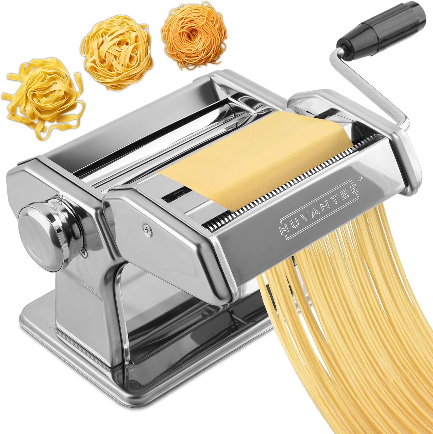 Nuvantee Pasta Maker: Adjustable Thickness, Aluminum Rollers