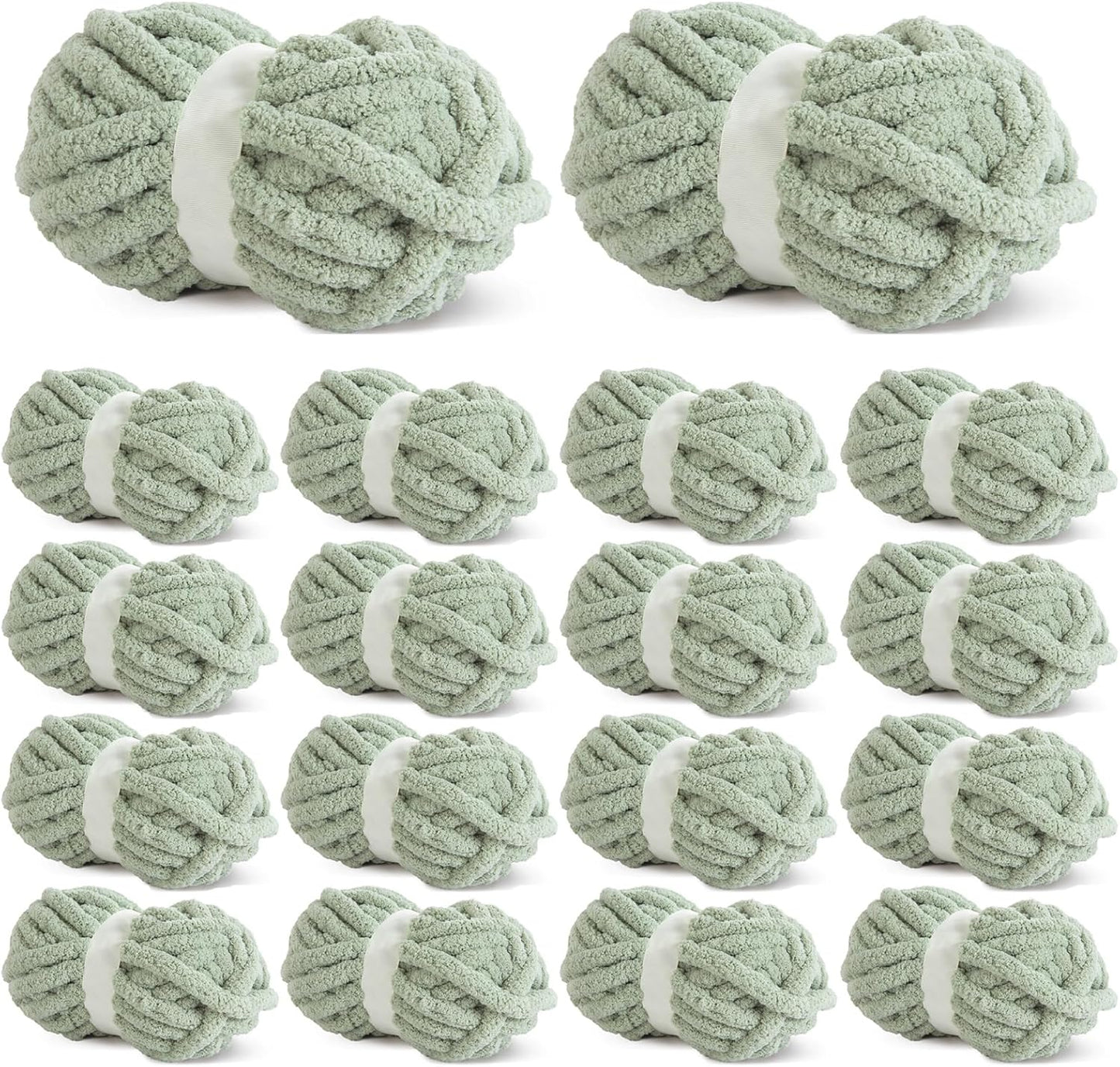 HOMBYS Sage Green Chunky Chenille Yarn for Cozy Projects