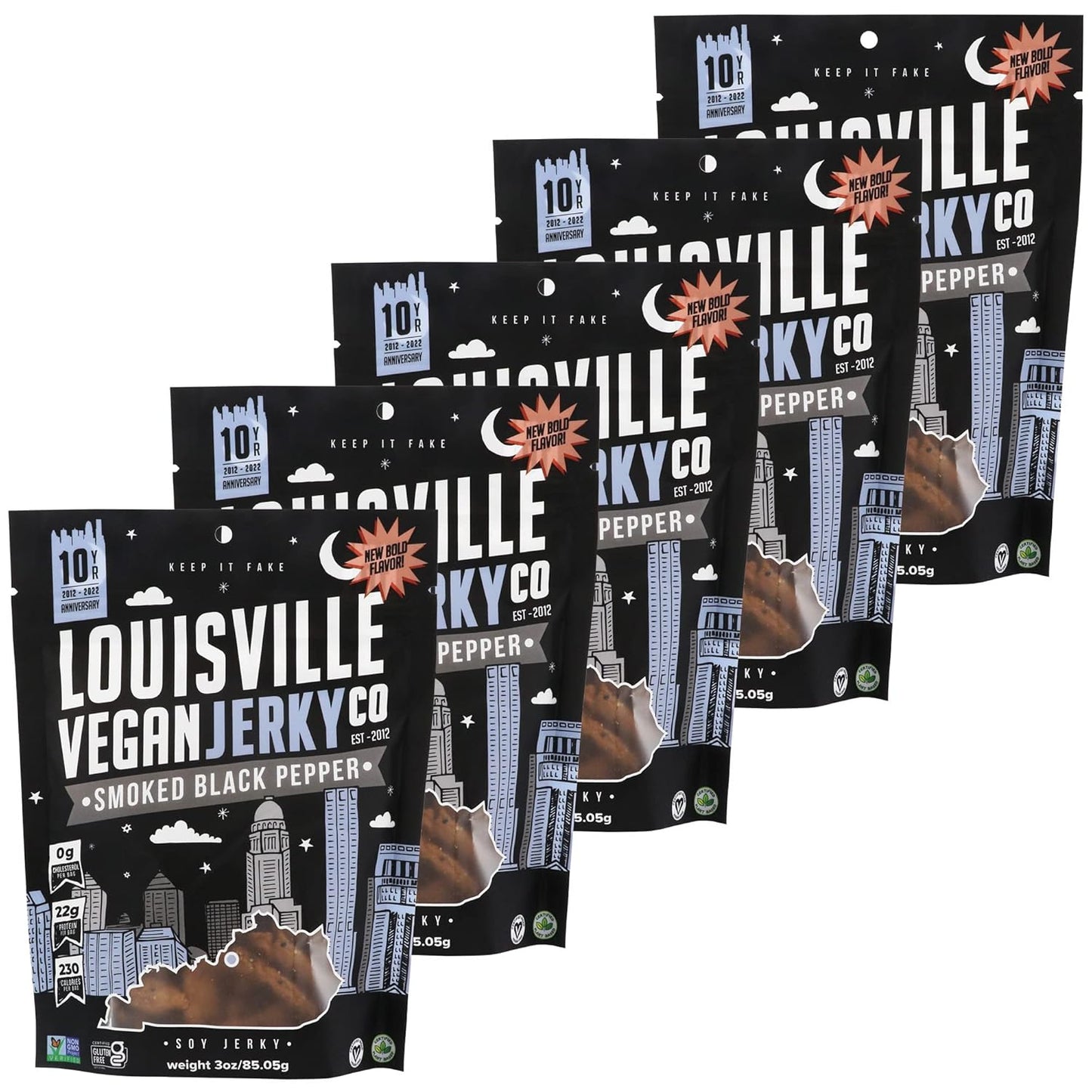 Louisville Vegan Jerky Smoked Black Pepper - Delicious & Healthy Snack
