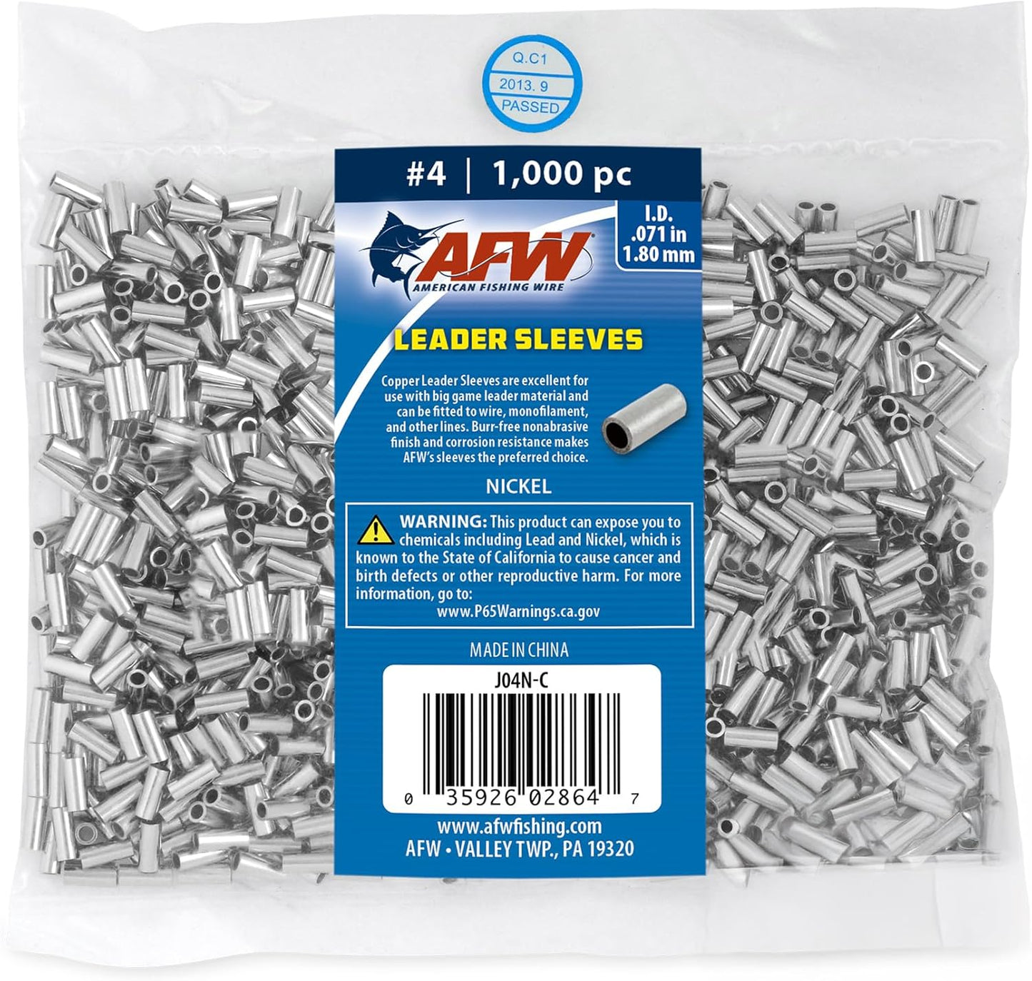 AFW Single Barrel Crimp Sleeves for Fishing Leaders - Pro-Grade