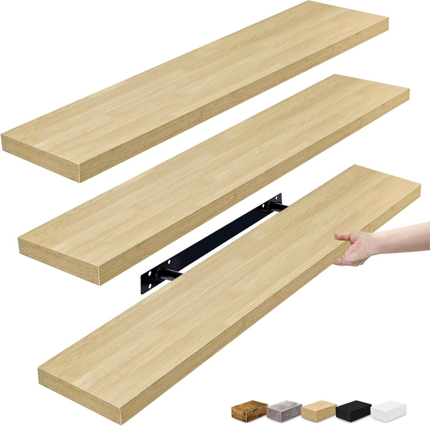 Floating Shelves for Wall - 35 Inch Maple Wood Storage Solution