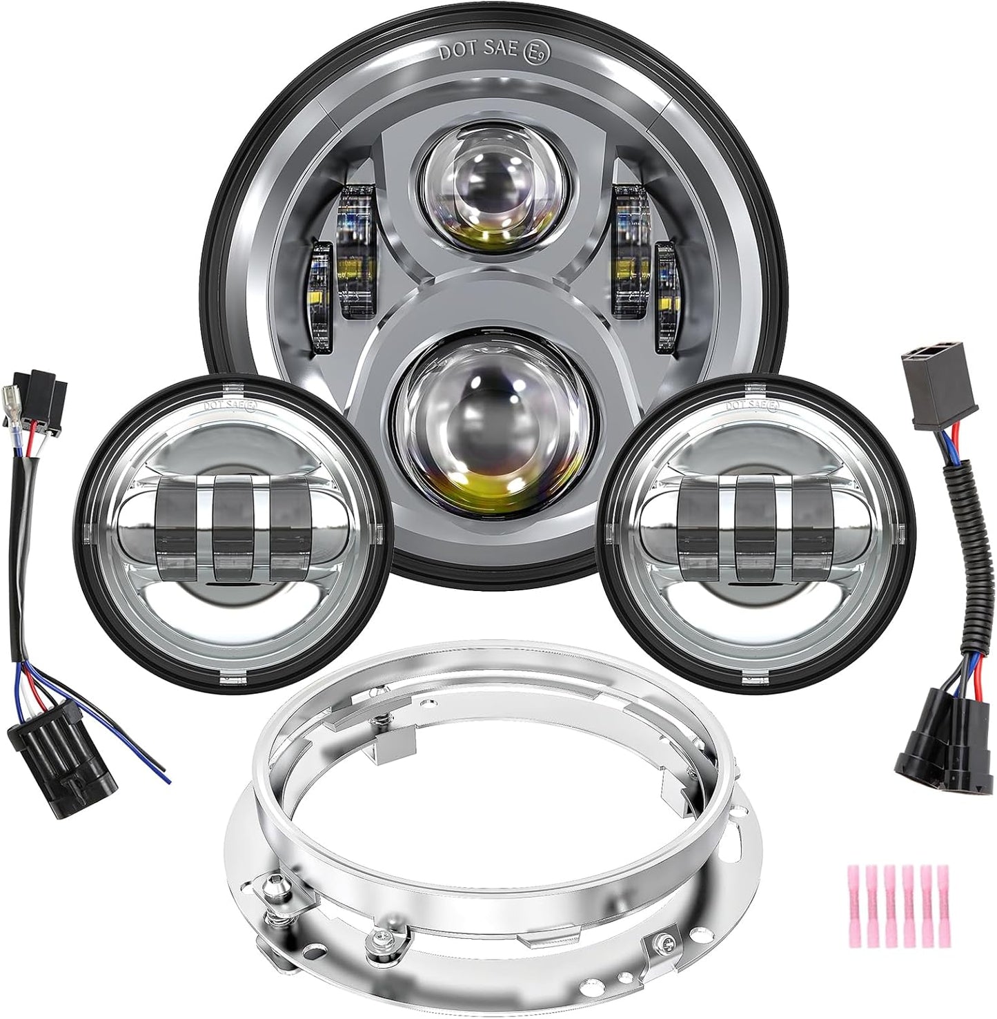BICYACO 7 Inch LED Motorcycle Headlight with Fog Lights for Harley