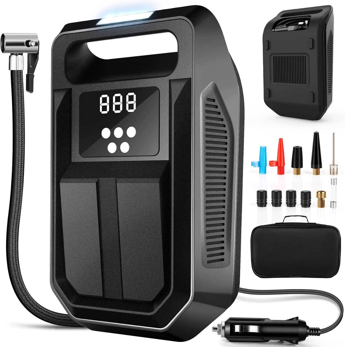 FBK Portable Tire Inflator - Fast Inflation with LED Light