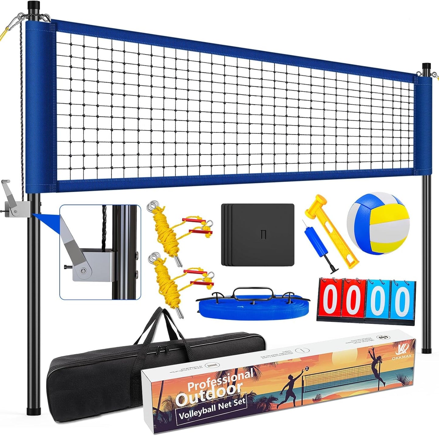 Professional Outdoor Volleyball Net Set with Adjustable Poles
