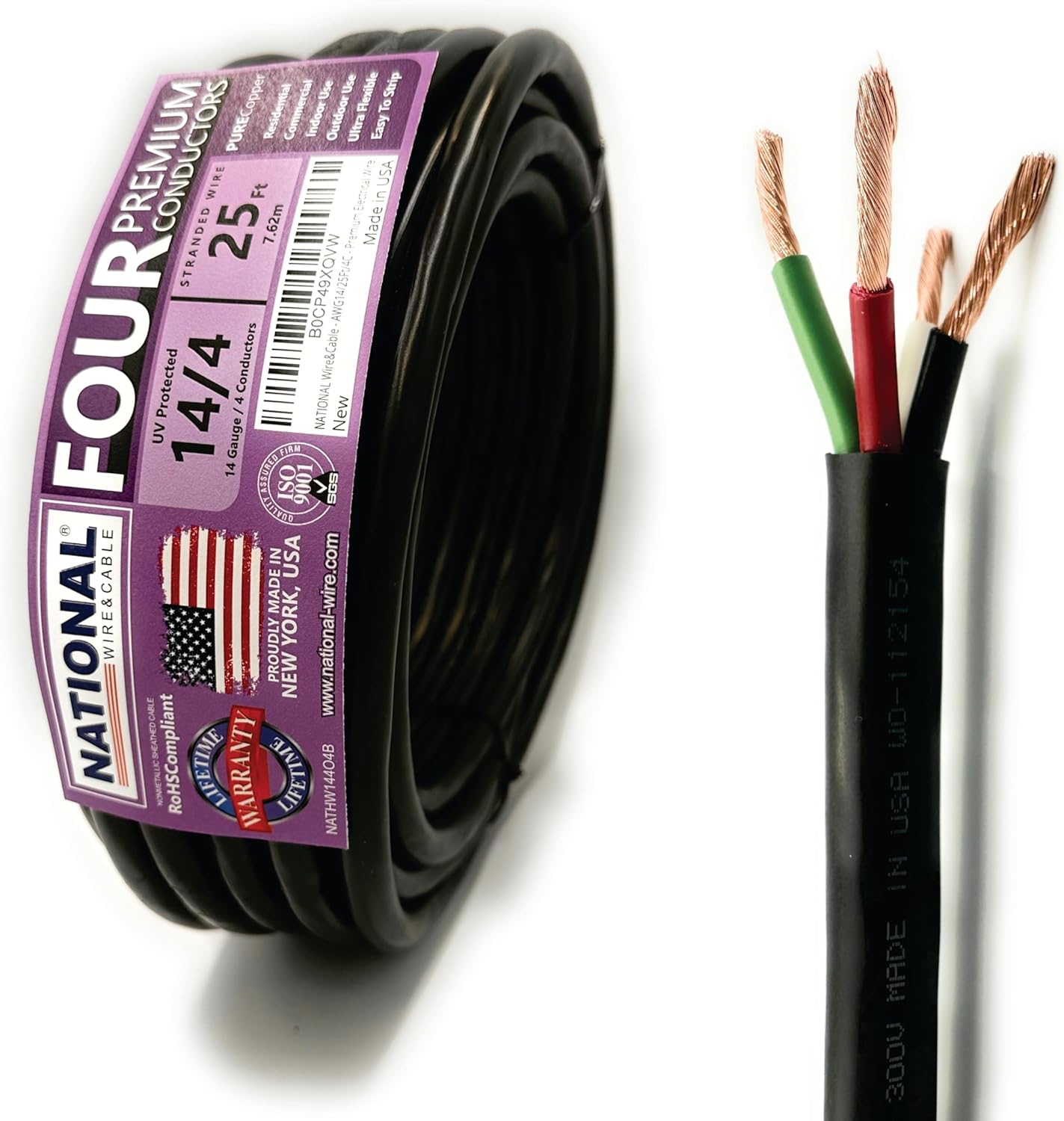 14 AWG 4-Conductor Premium Copper Wire for Versatile Use