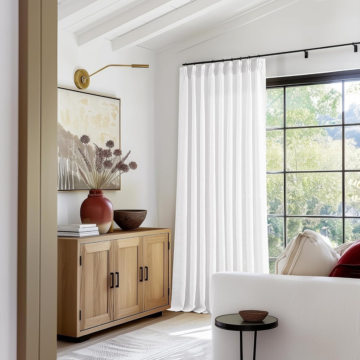 60 Inch Width Linen Curtains for Living Room and Bedroom