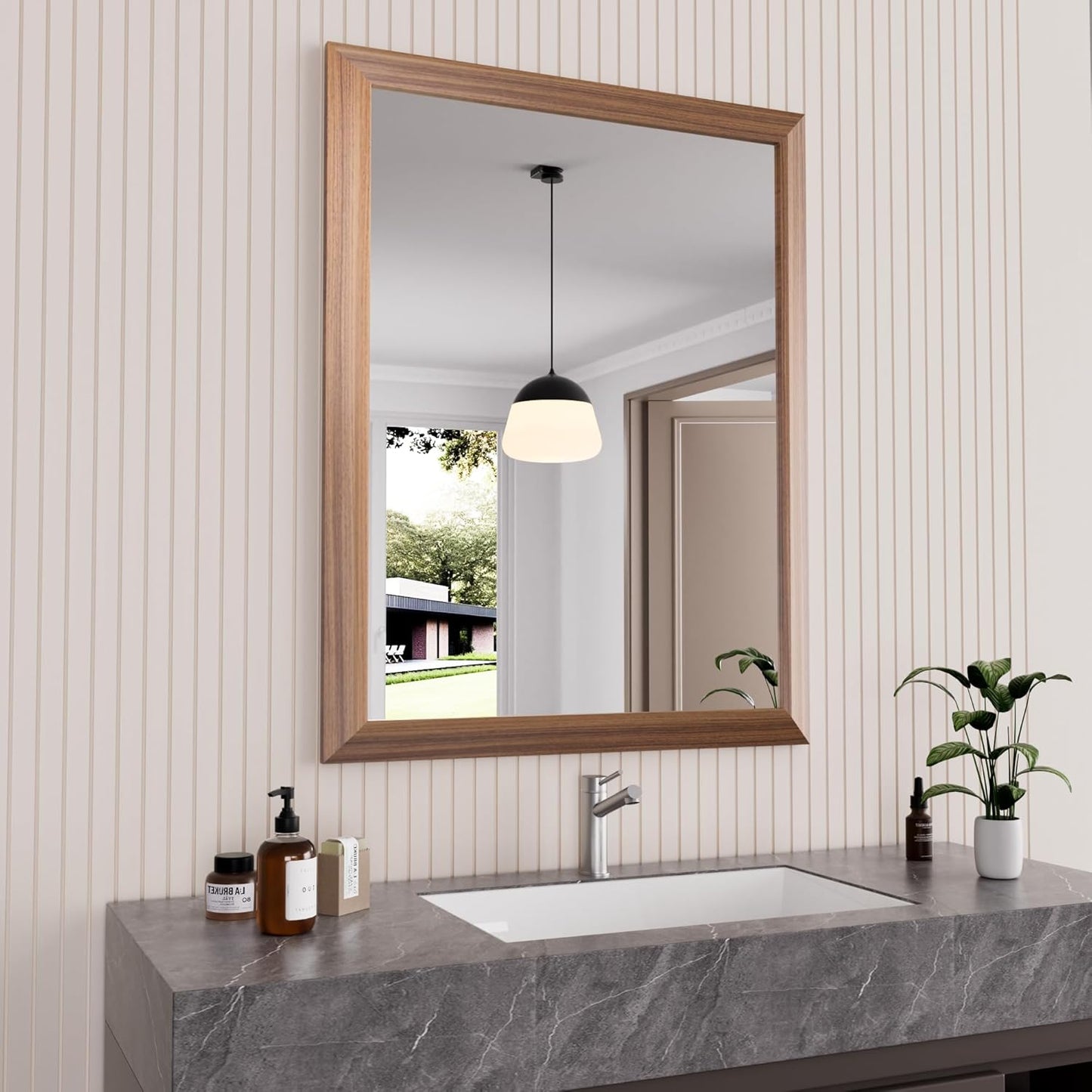 Amorho Bathroom Mirror 28 X 36 Inch Elegant Wall Mirror