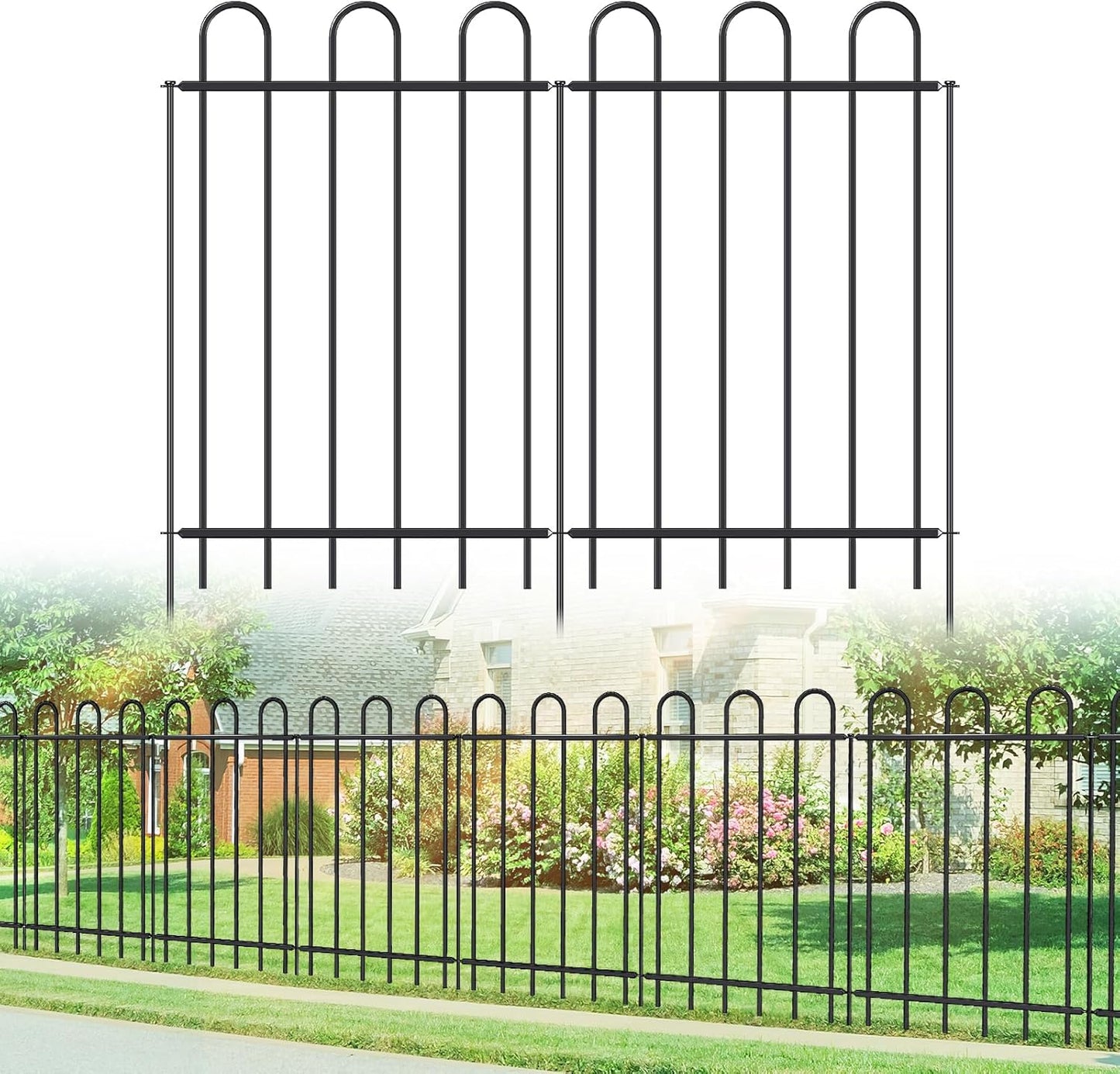 Metal Garden Fence 36 in H x 12 ft L for Stylish Yard Borders