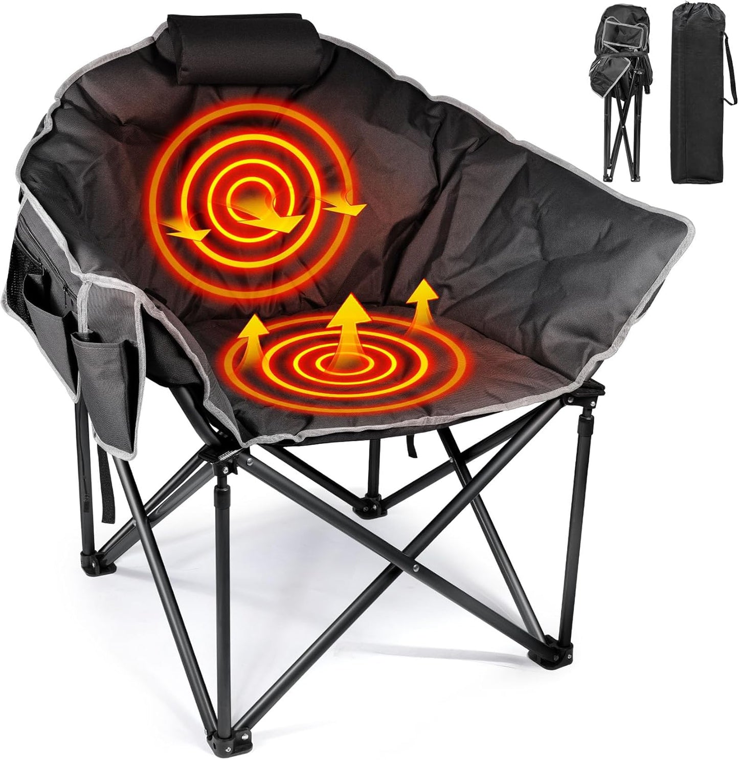 Suteck Oversized Heated Camping Chair - 3 Heat Levels for Ultimate Comfort!