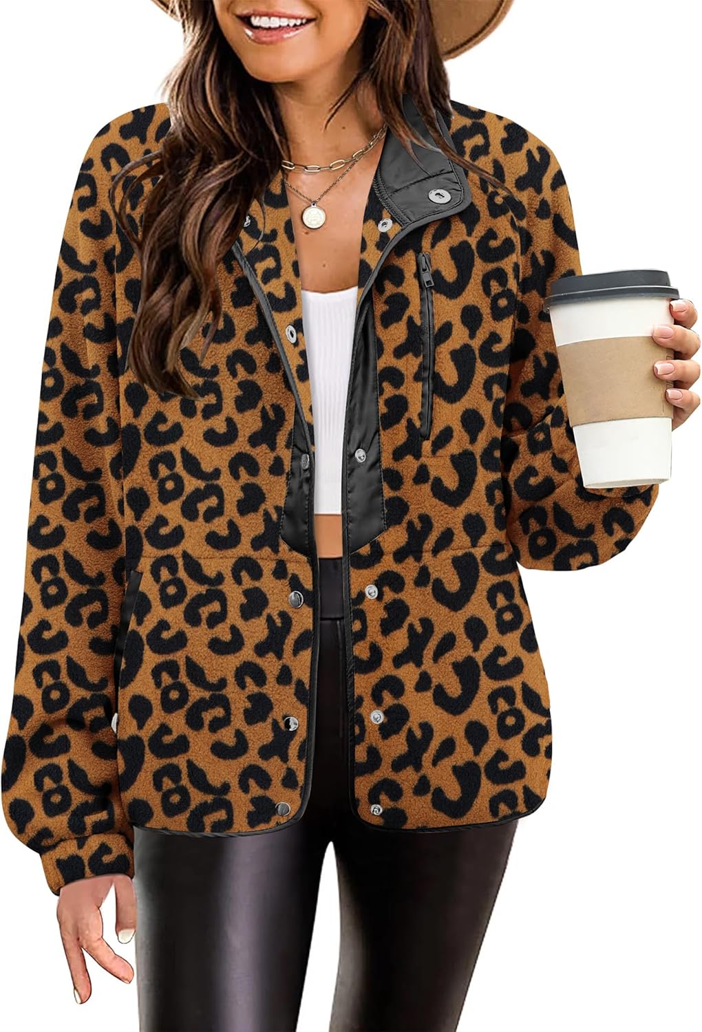 Cozy Fleece Jacket for Women with Unique Western Aztec Print