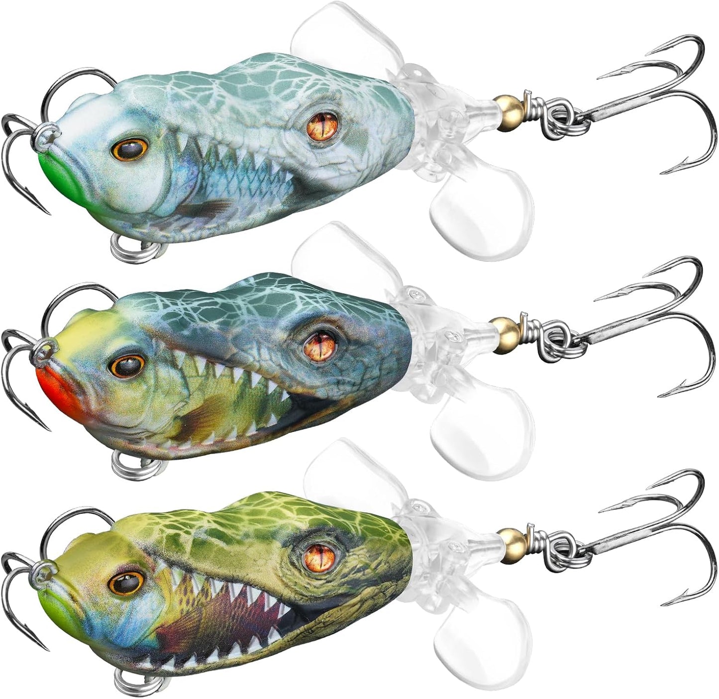 Topwater Bass Lure Set - Mustad Hooks, 3pcs, 1/2oz-1oz, for Pike & Catfish