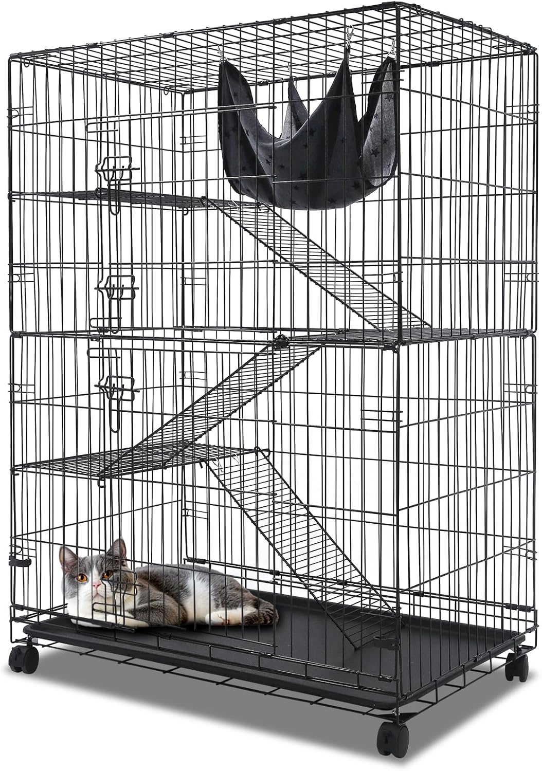 Large 51 Inch Cat Cages with Hammock and Ladders for Cats