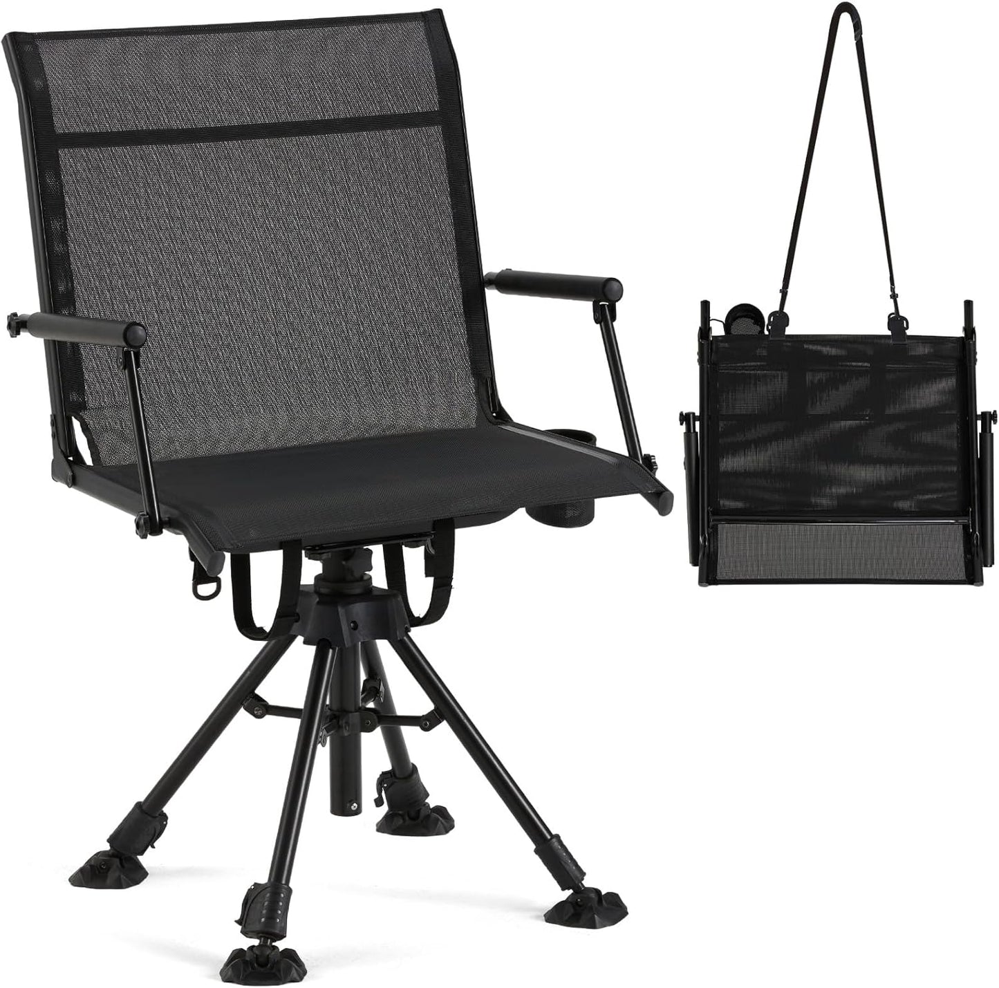 No Cushion Hunting Chair with Silent Swivel for Outdoor Use