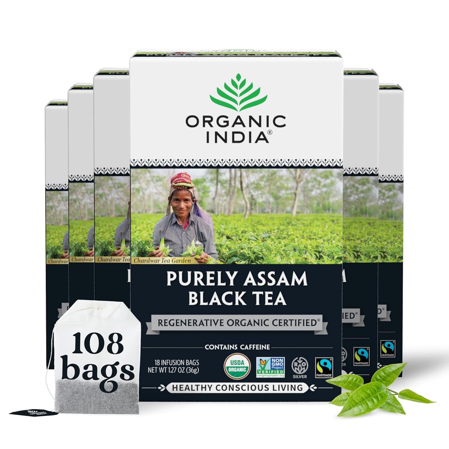 Organic India Purely Assam Black Tea - Bold Flavor Experience