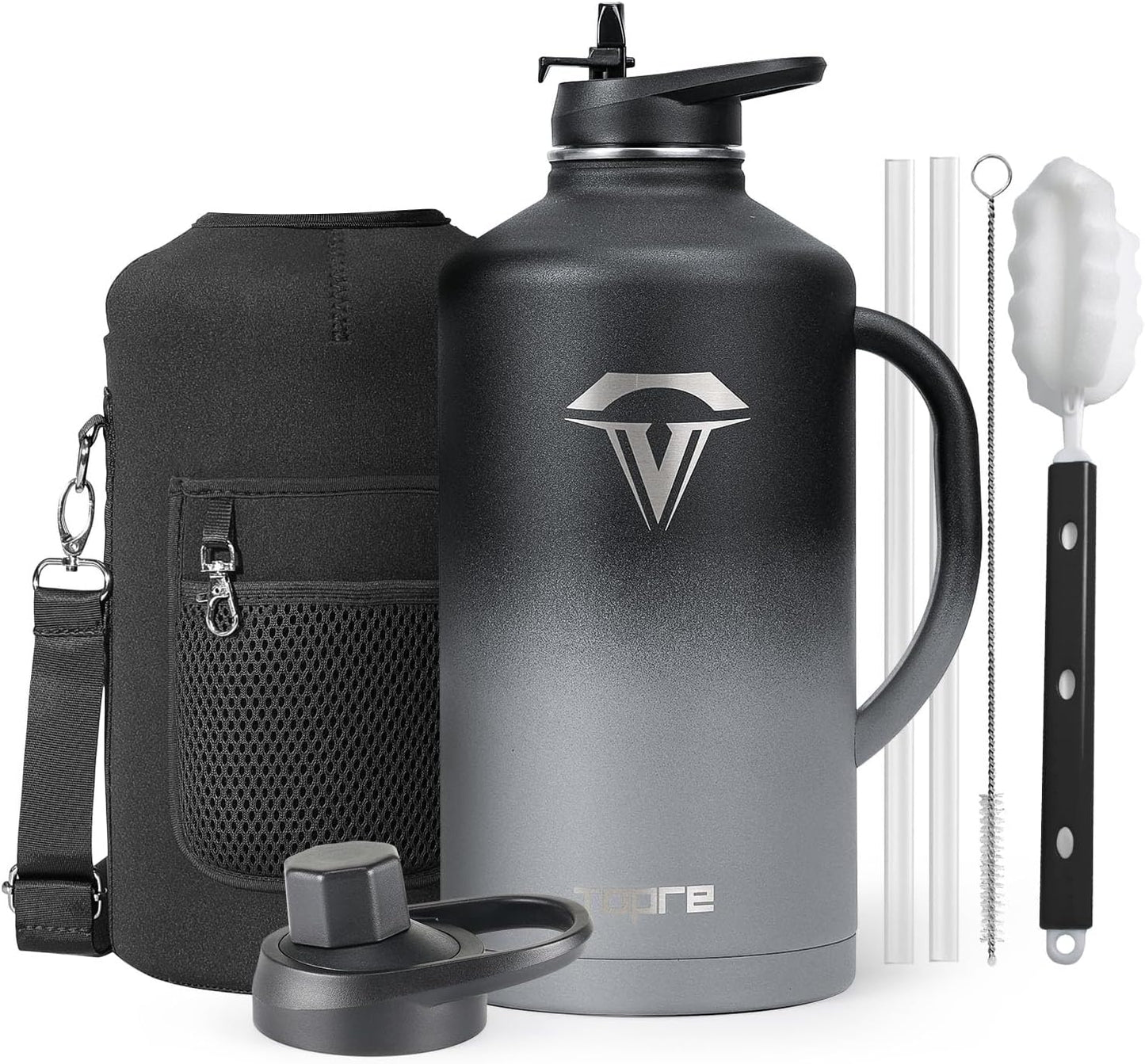 128 oz Insulated Water Bottle with Straw and Lid for Hydration