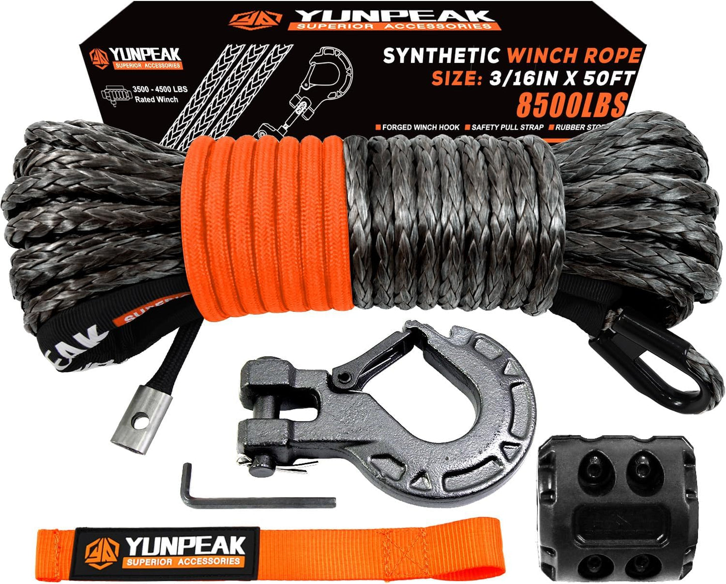 Synthetic Winch Rope Kit for Off-Road Vehicles - Heavy Duty