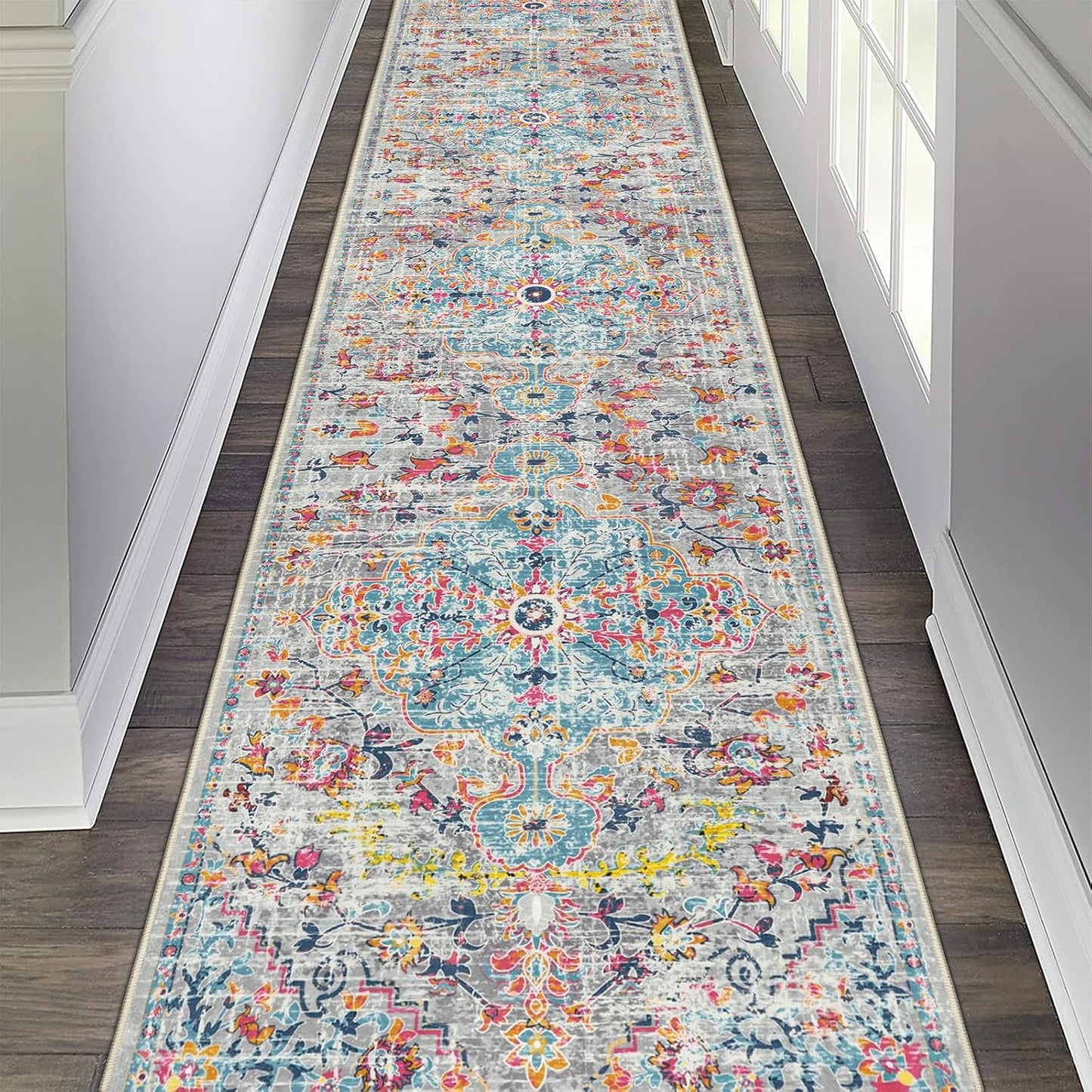 Pauwer Boho Hallway Runner Rug 2ft 6in' x 12ft for Vintage Decor