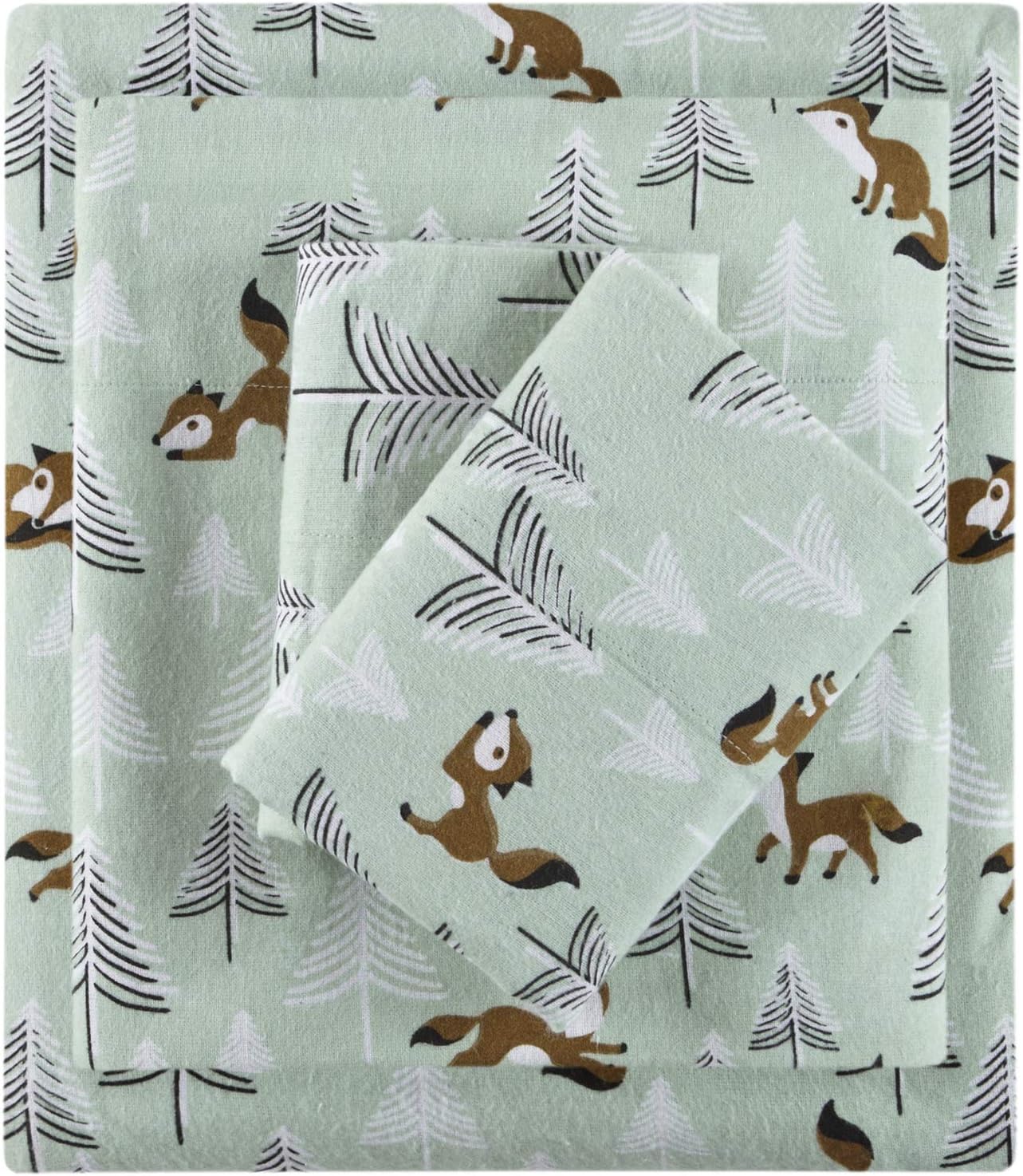 Cozy Soft 100% Cotton Flannel Print Animals Stars Sheet Set