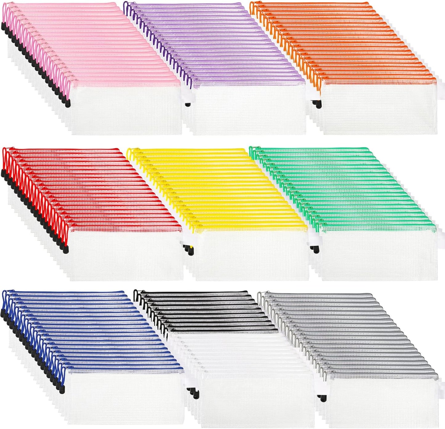 Zhehao 200 Pieces A6 Mesh Zipper Pouch for Organization