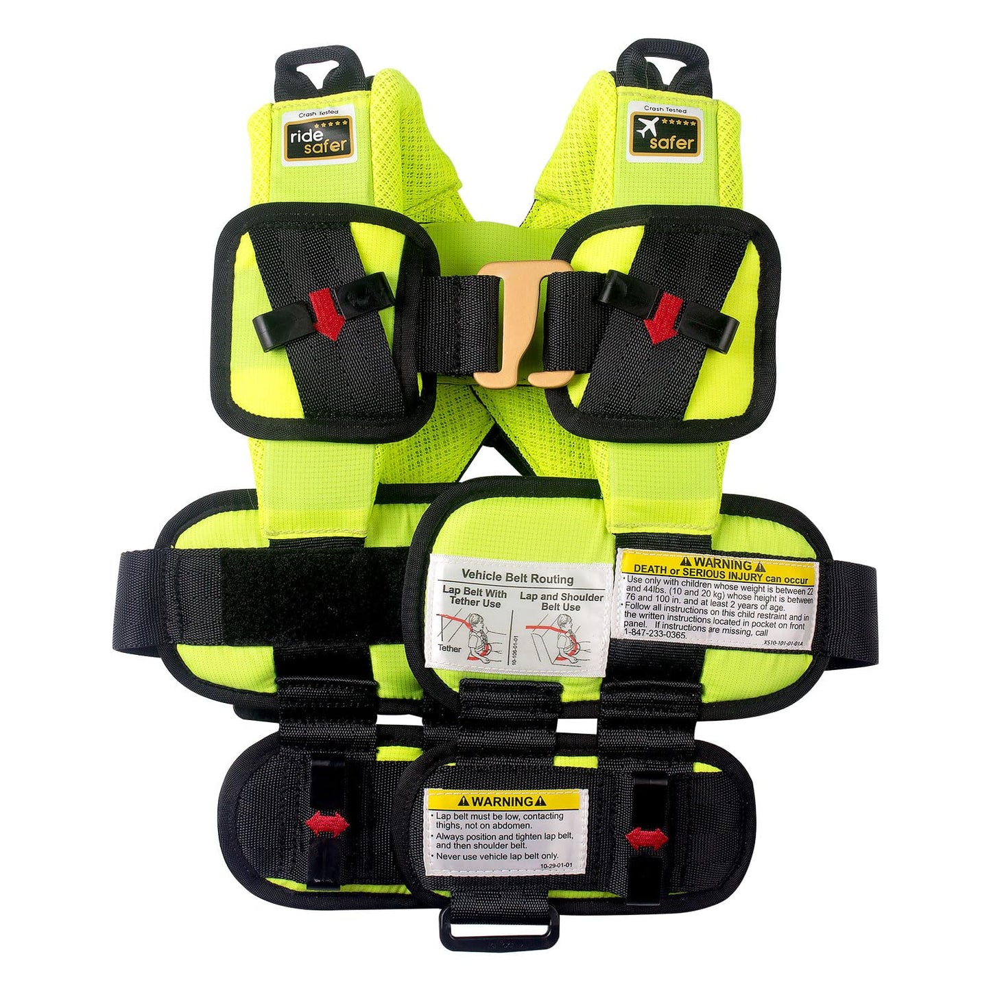RideSafer Extra Small Yellow Portable Car Seat for Travel Safety