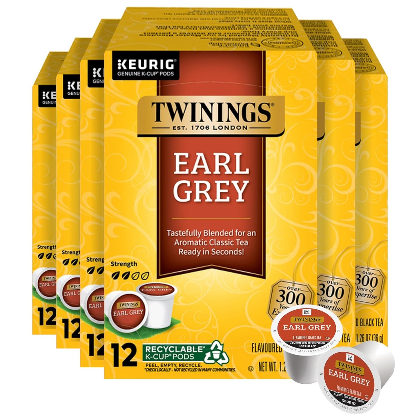 Twinings Earl Grey Black Tea K-Cup Pods for Keurig, 72 Count
