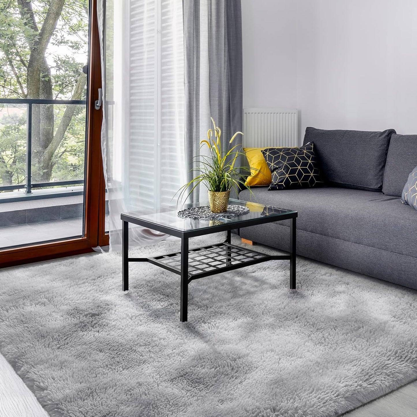 Large 5x8 ft Tie-Dyed Shag Area Rug for Bedroom and Living Room