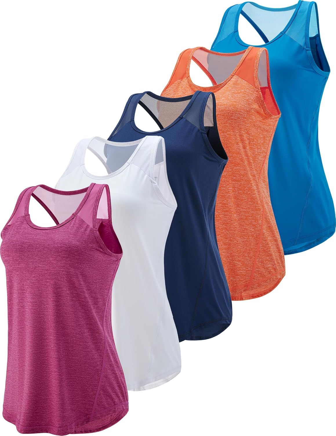 5 Pack Women's Workout Tops for Gym Running and Yoga Activities