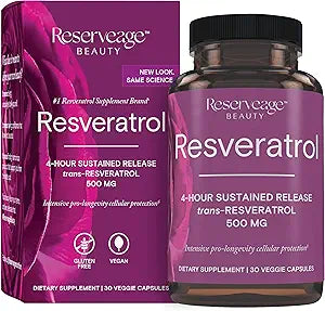 Reserveage Beauty Resveratrol 500 mg Antioxidant Supplement