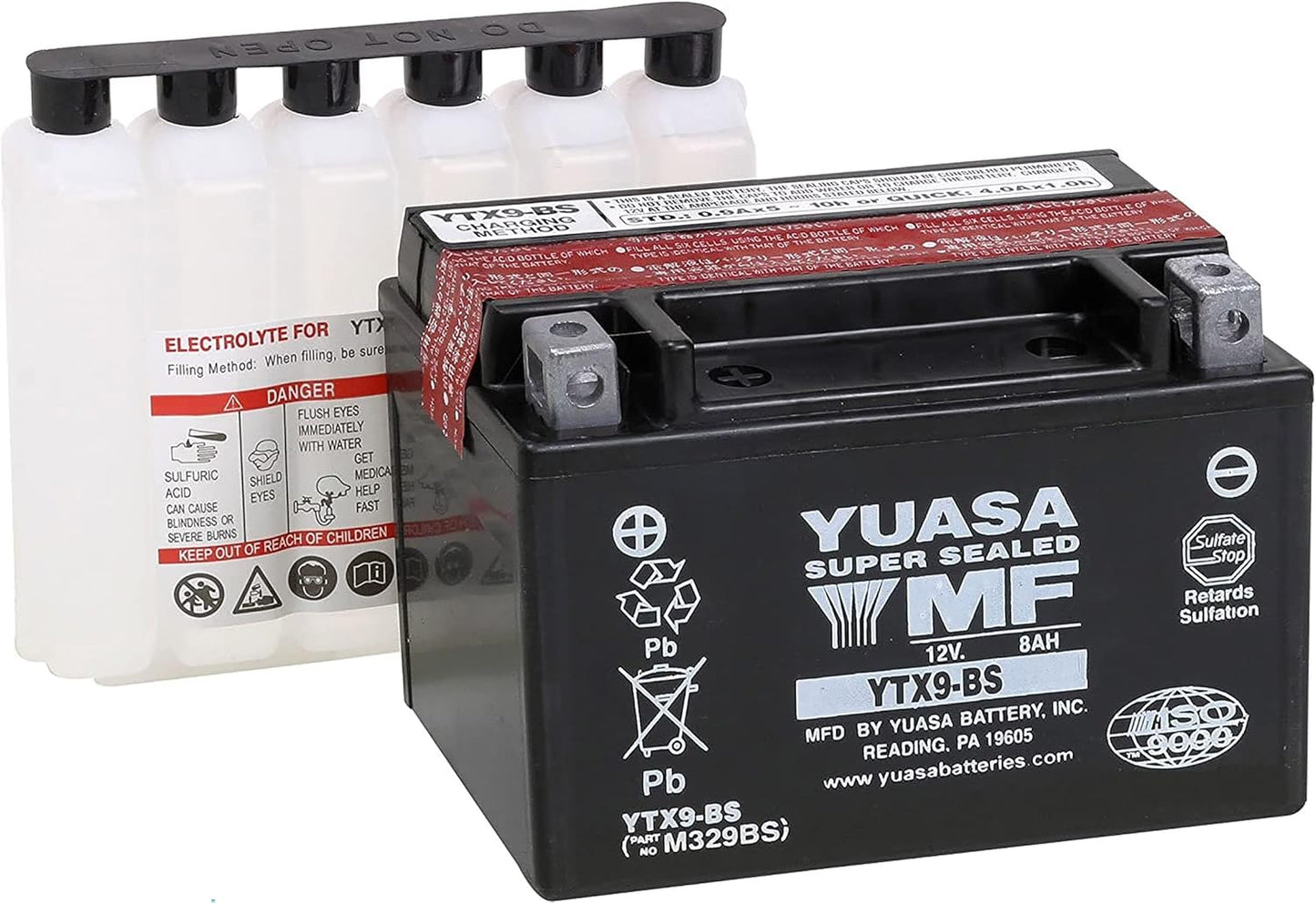 Yuasa YTX9-BS Maintenance Free AGM Battery for Motorcycles