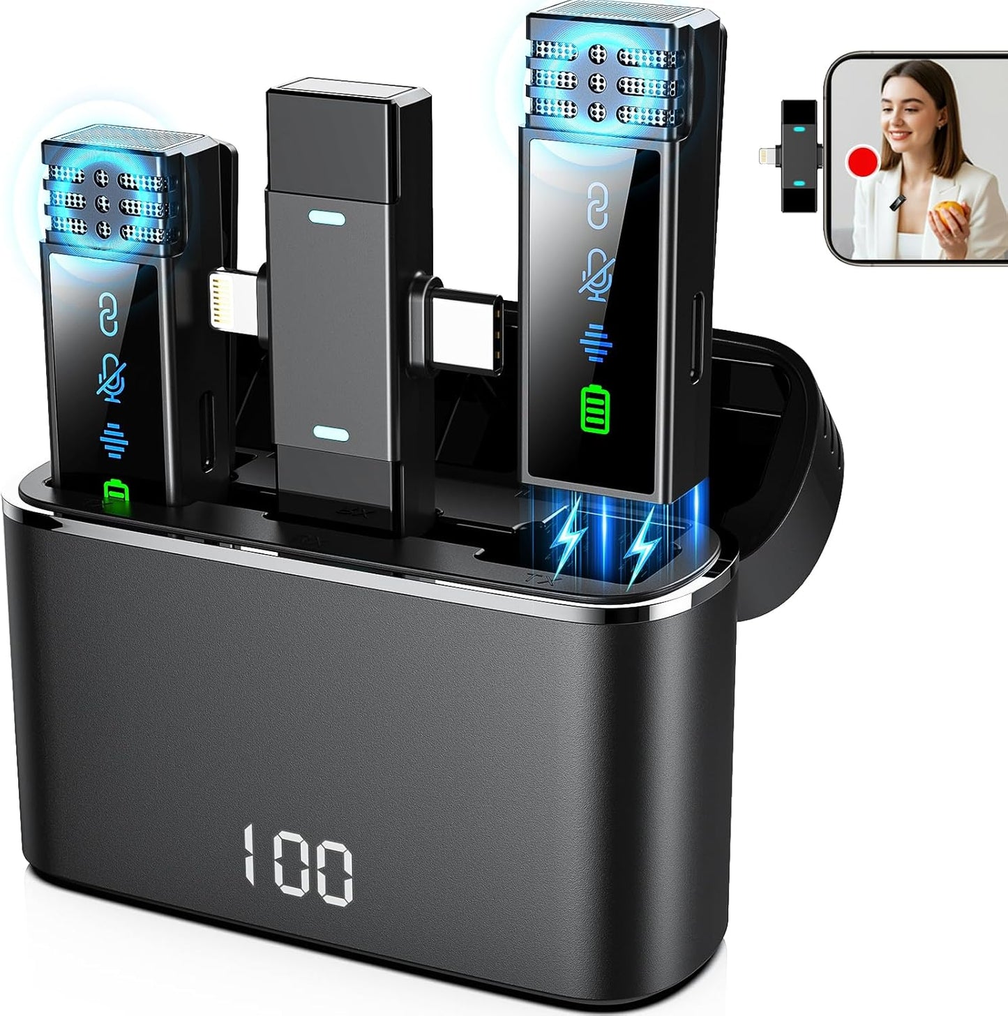Crystal Clear Wireless Lavalier Set: Active Noise Reduction, 7H Clip On Mics, GARUTED