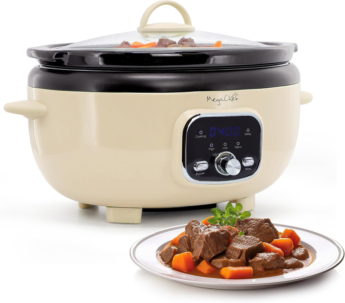 MegaChef 3.7 Quart Oval Electric Slow Cooker for Versatile Cooking