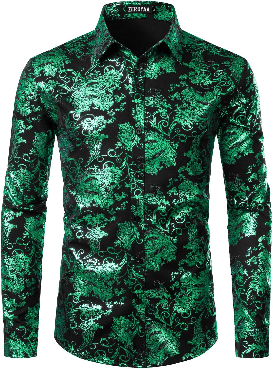 ZEROYAA Men's Luxury Paisley Dress Shirt for Parties and Prom