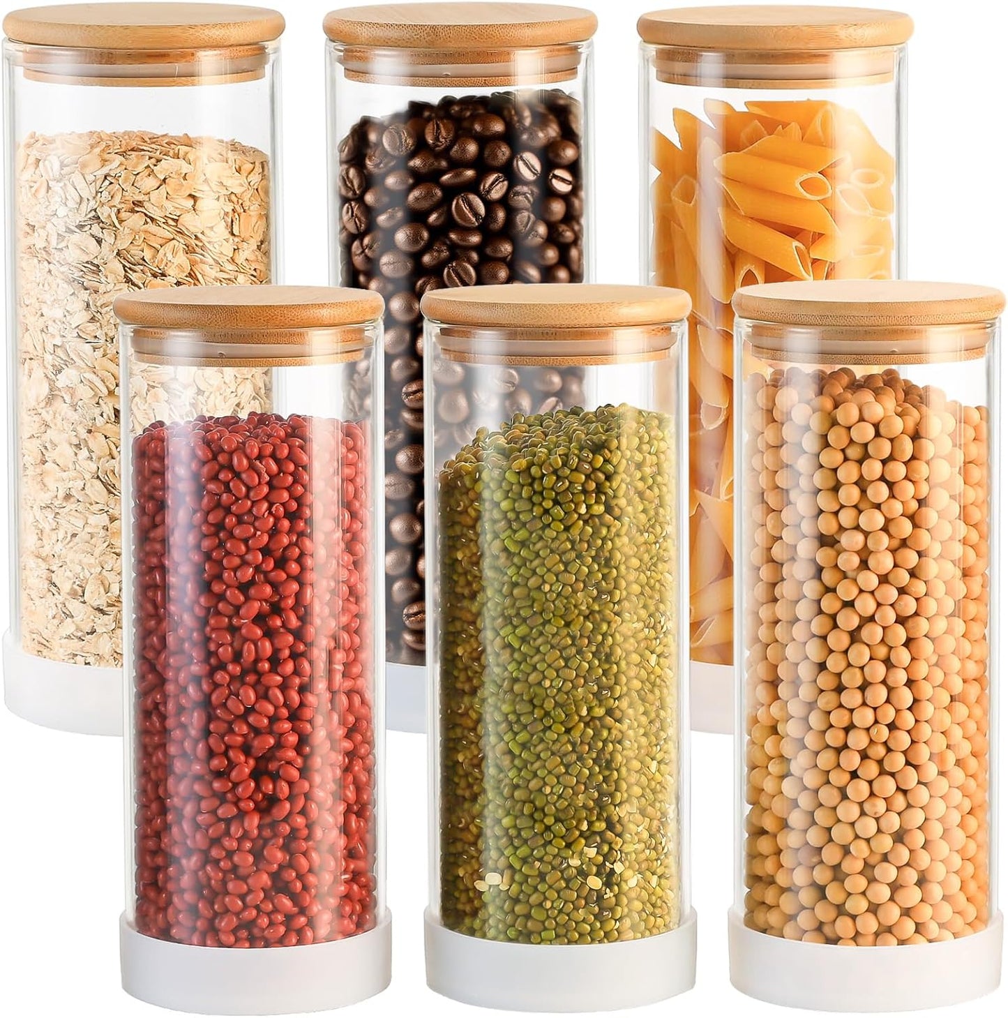 34oz Round Glass Storage Containers with Bamboo Lids for Kitchen
